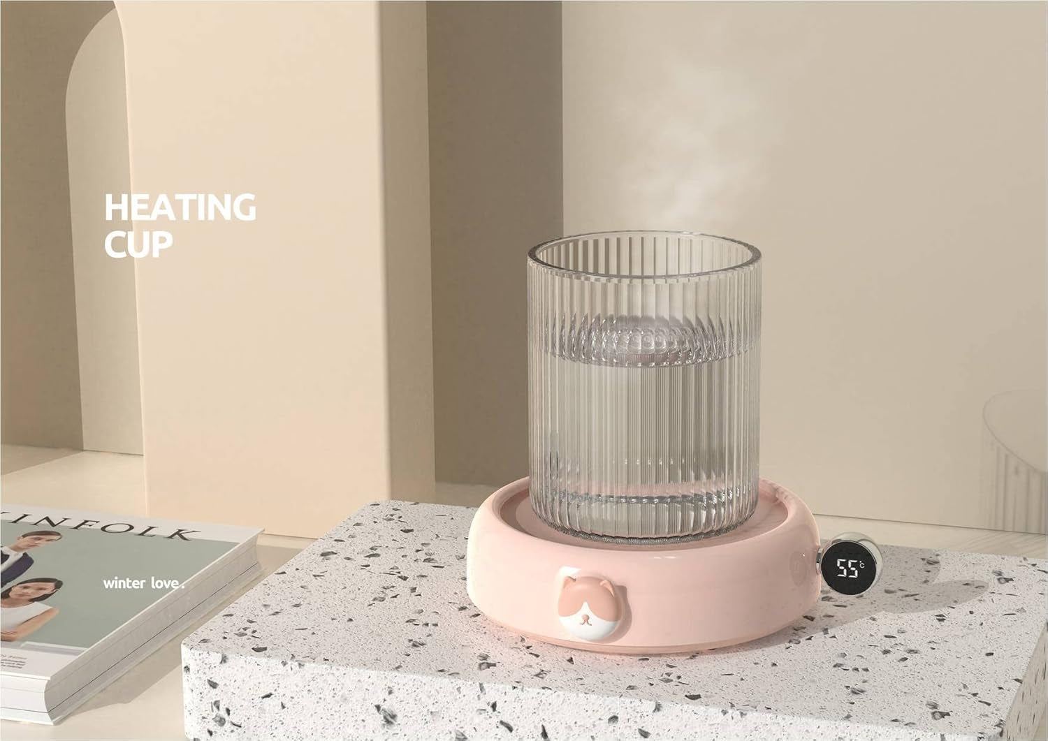 Coffee Warmer Smart Coffee Mug Warmer for Desk Auto Shut Off, 3 Temperature Setting LED Display 20W Cup Warmer for Coffee Tea Milk Beverage Candle Wax Warming Coffee Gifts Office - No Cup Pink