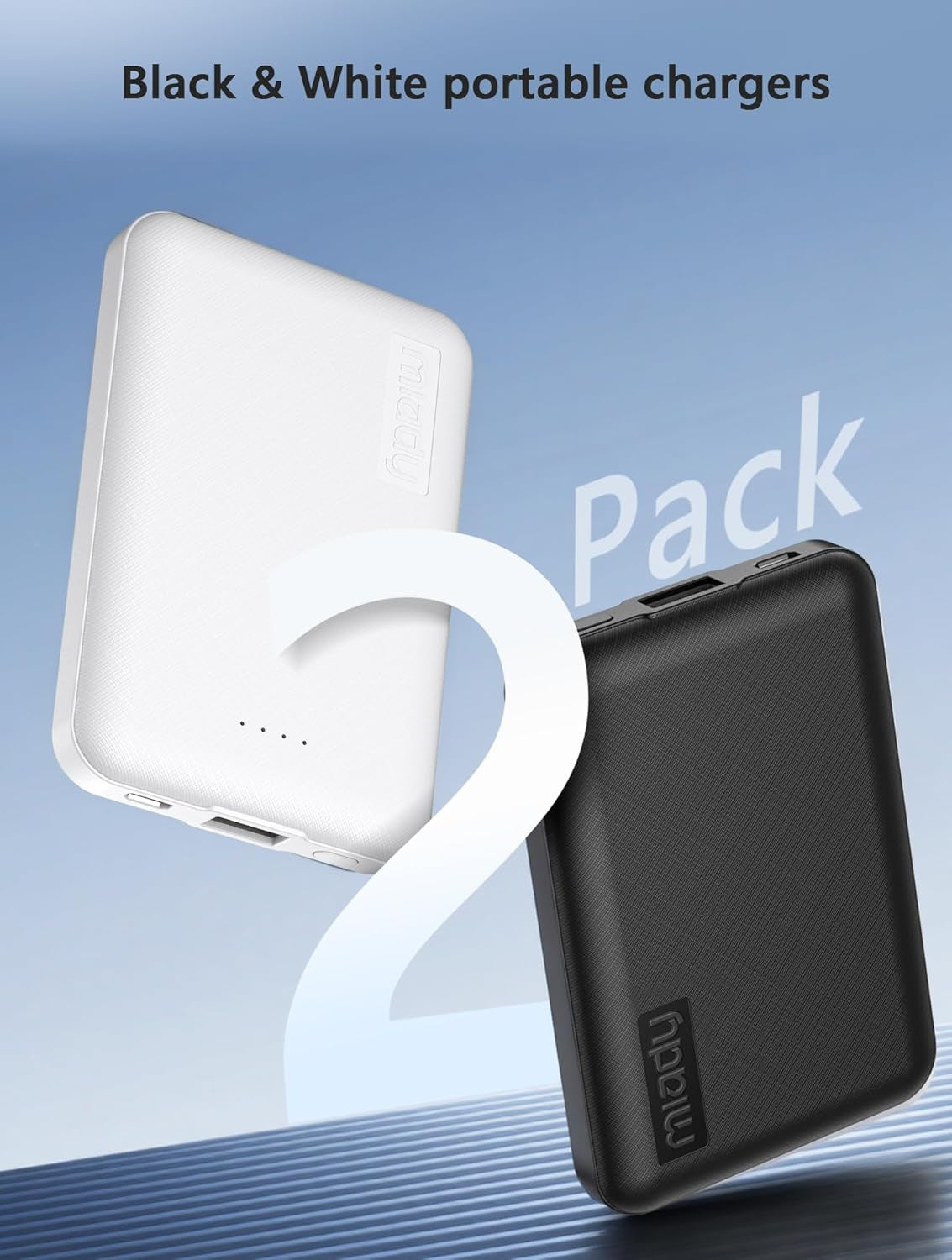 2-Pack 5000Mah Mini Portable Charger, 5V 2.4A USB-C Output Fast Charging Power Bank for Travel Small Battery Pack Compatible with Iphone 16/15 Galaxy S24/S22 Ipad Android Smartphones Etc