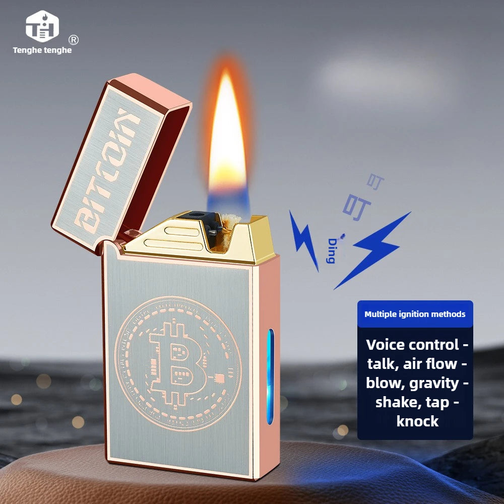 2025 Smart Voice Control Lighter - Hybrid Oil/Electric System with 4 Ignition Modes, Windproof Tech Gadget for Outdoor/Camping