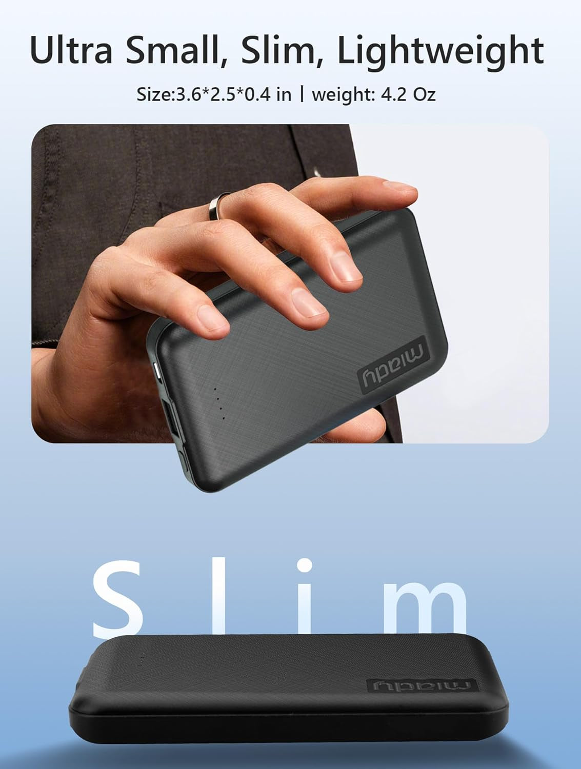2-Pack 5000Mah Mini Portable Charger, 5V 2.4A USB-C Output Fast Charging Power Bank for Travel Small Battery Pack Compatible with Iphone 16/15 Galaxy S24/S22 Ipad Android Smartphones Etc