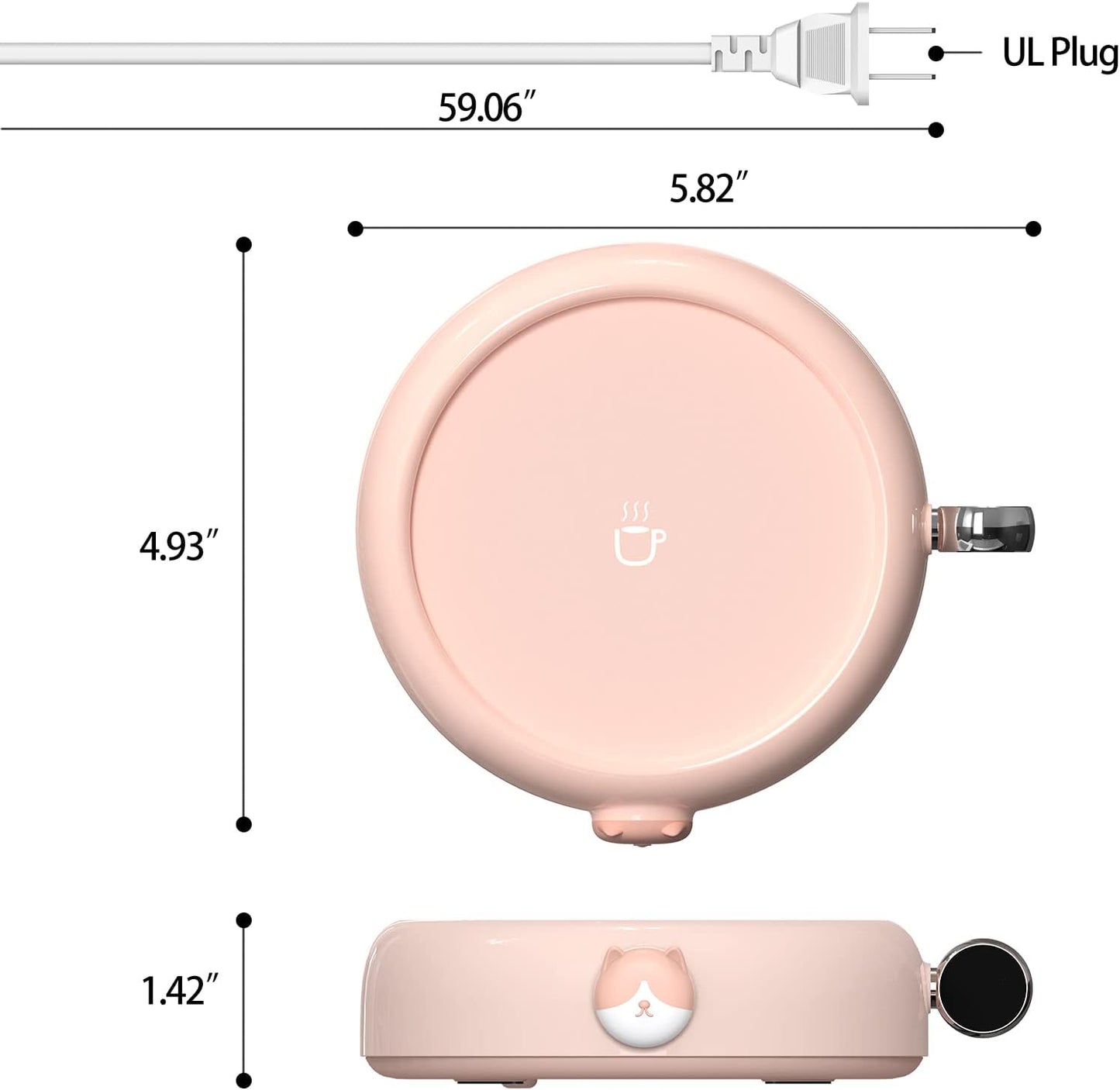 Coffee Warmer Smart Coffee Mug Warmer for Desk Auto Shut Off, 3 Temperature Setting LED Display 20W Cup Warmer for Coffee Tea Milk Beverage Candle Wax Warming Coffee Gifts Office - No Cup Pink