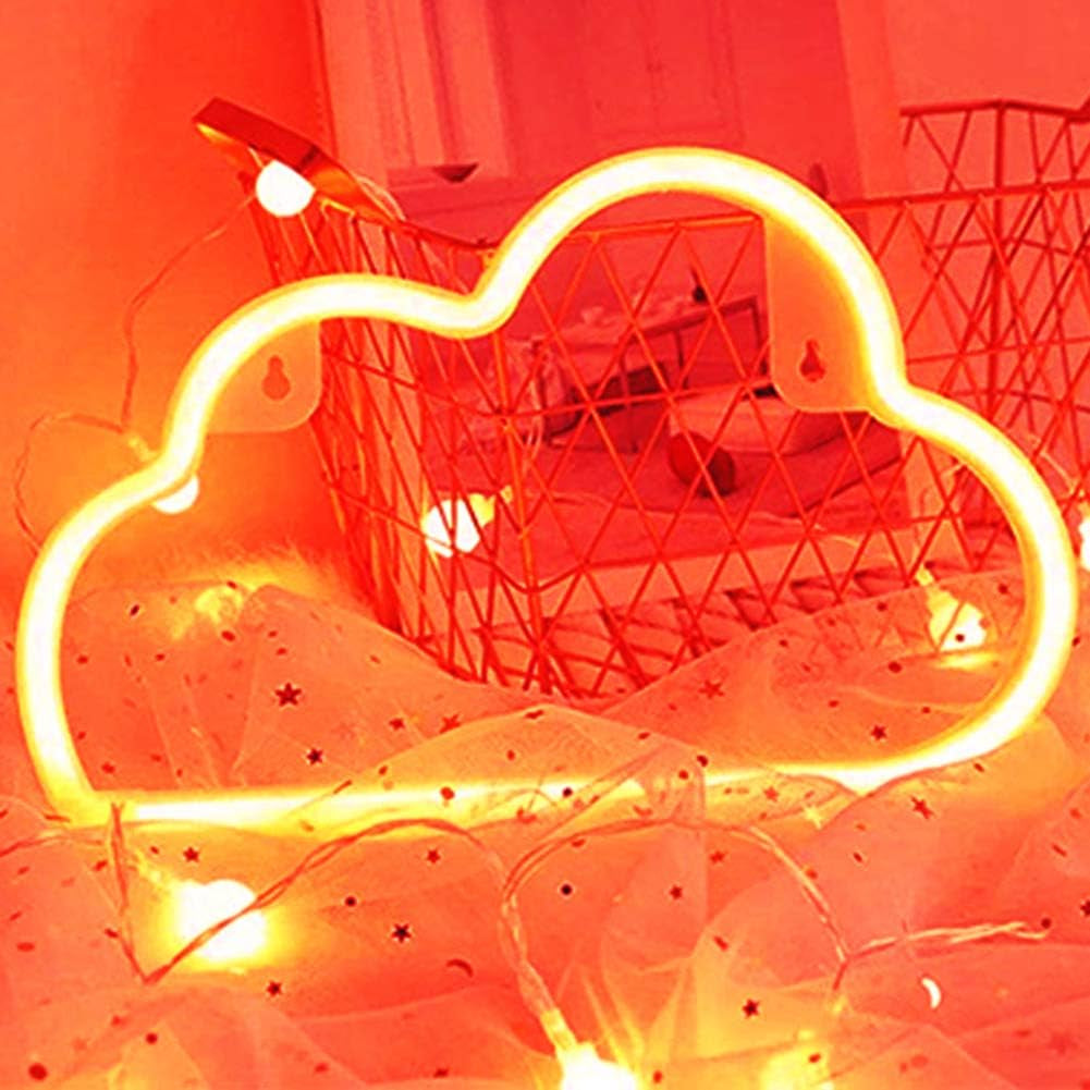 Cloud Neon Light Decorative LED Neon Sign Night Light Art Wall Decor for Children Baby Room Hose Bar Recreational Wedding Party Decoration (Red)