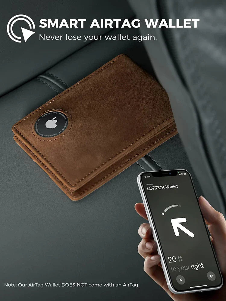 NNEOBA Men's Wallet Leather RFID with Air Tag Slot