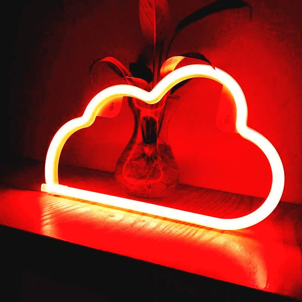 Cloud Neon Light Decorative LED Neon Sign Night Light Art Wall Decor for Children Baby Room Hose Bar Recreational Wedding Party Decoration (Red)