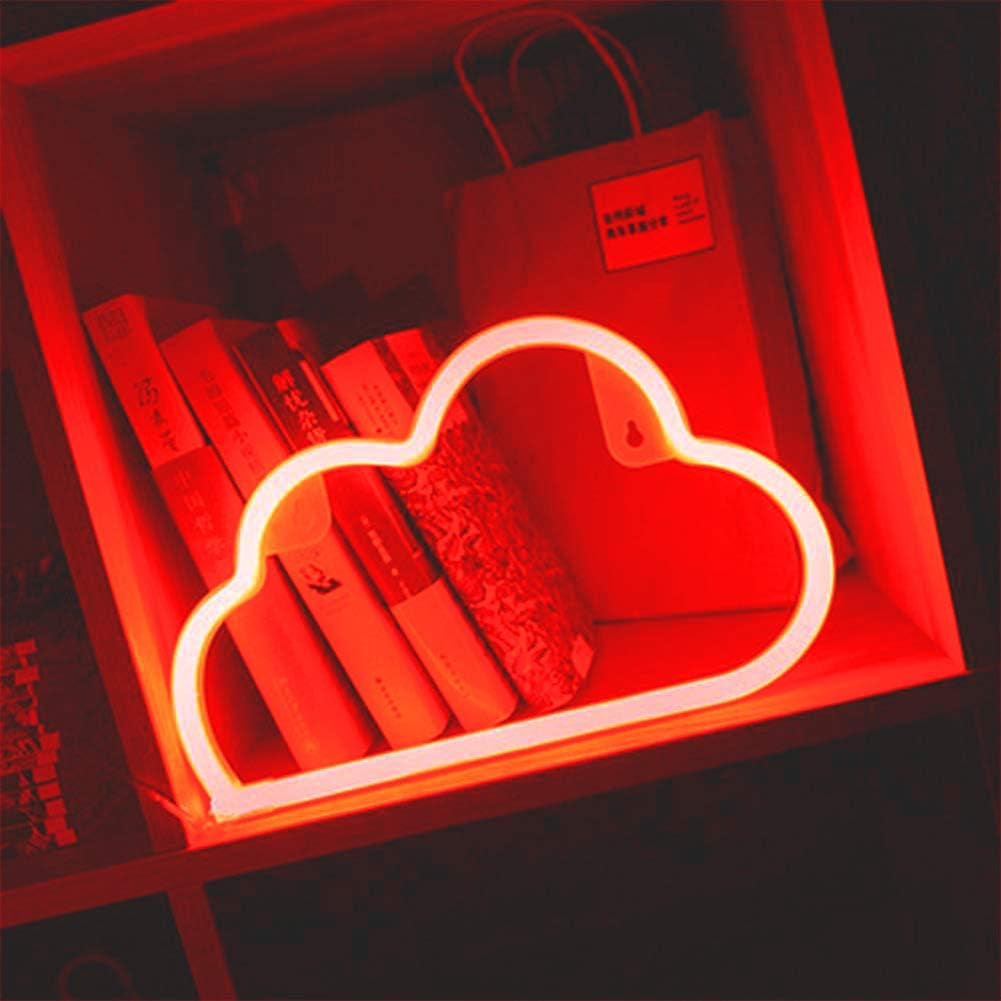 Cloud Neon Light Decorative LED Neon Sign Night Light Art Wall Decor for Children Baby Room Hose Bar Recreational Wedding Party Decoration (Red)