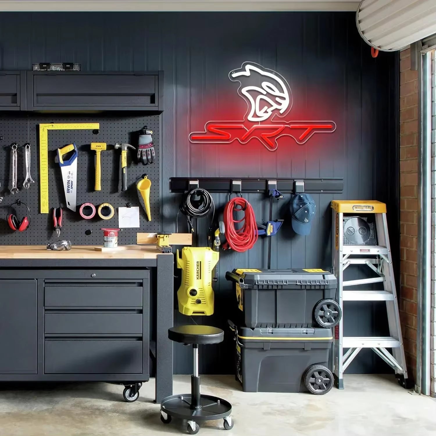 SRT Car Service Neon Signs LED Neon Light Sign Light up Neon Signs Car Refit Garage Wall Car Garage Repair Shop Car Badge