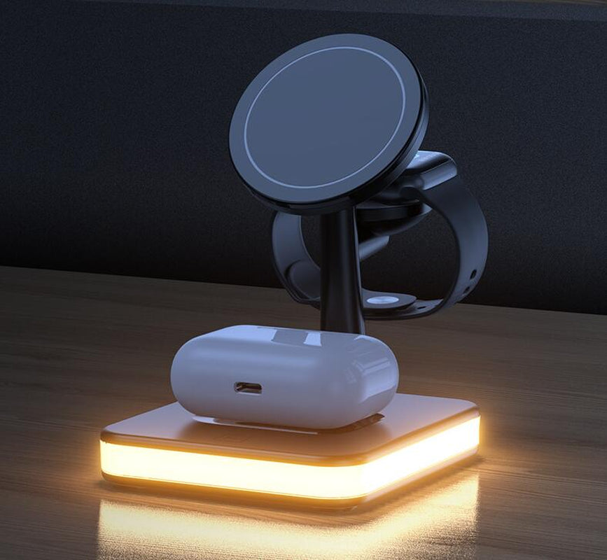 New Magnetic Wireless Charger Three-In-One Night Light Phone Holder
