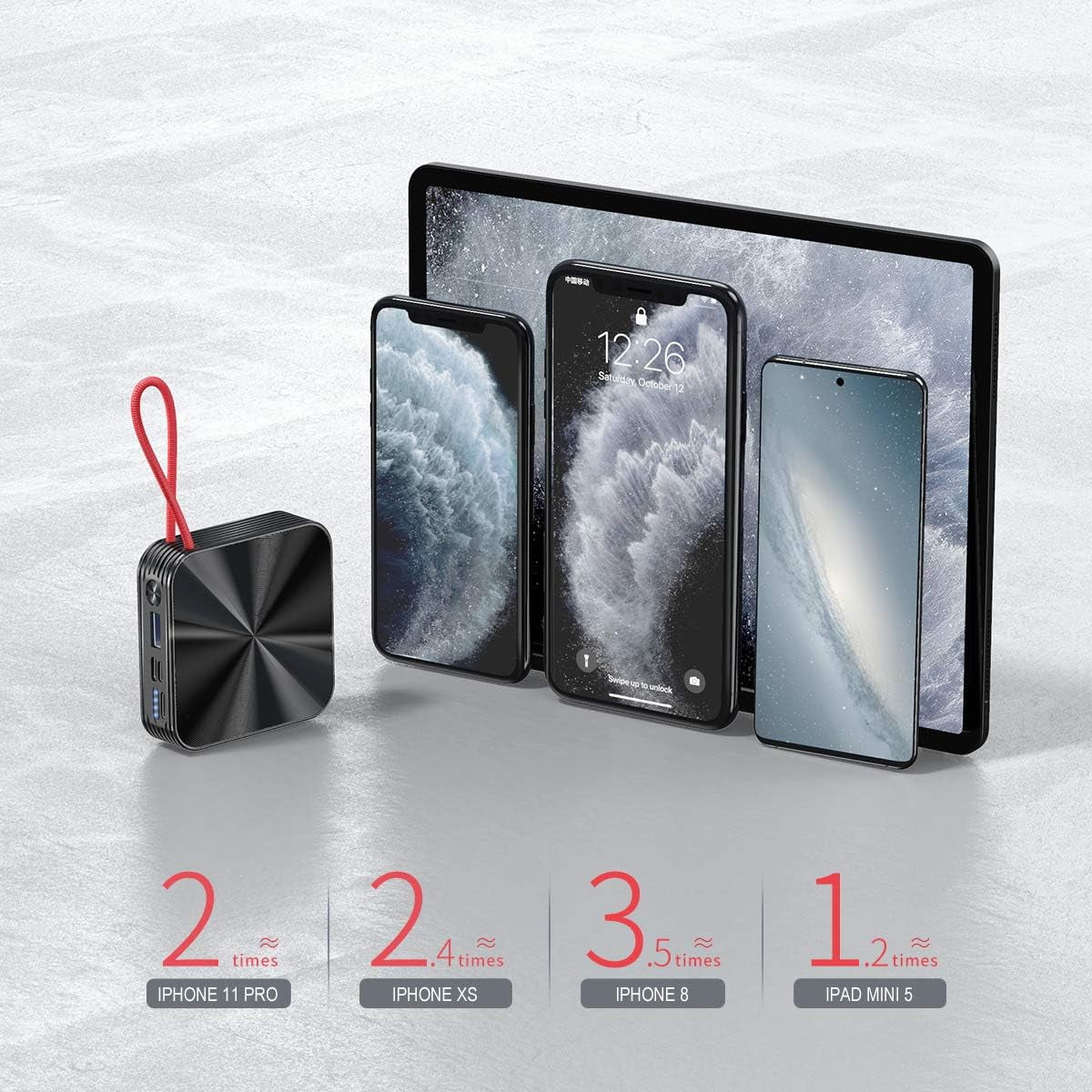 Portable Charger 10000Mah Power Bank, Iphone Charger,Ultra Compact Backup Battery with Built in Cable Compatible with Iphone 11/XS/XR/X/8/8P/7/6/6S