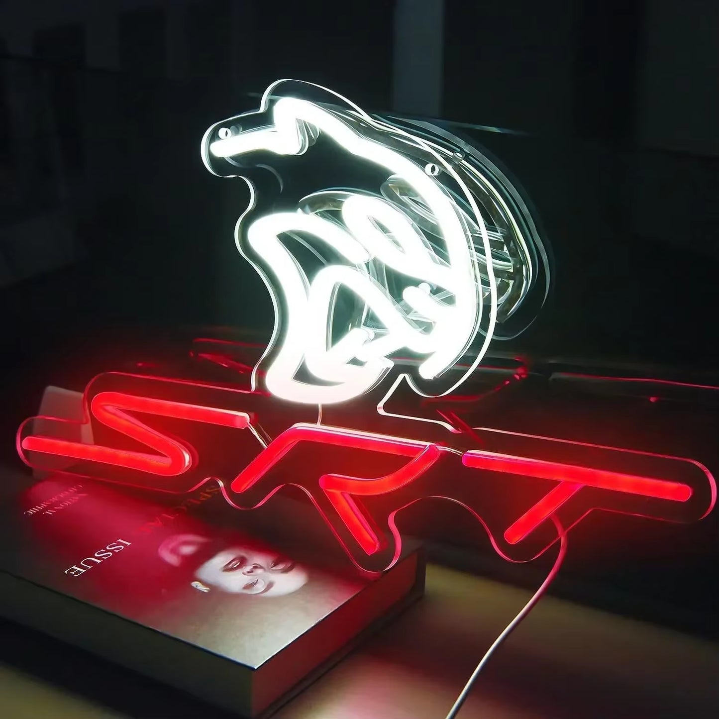SRT Car Service Neon Signs LED Neon Light Sign Light up Neon Signs Car Refit Garage Wall Car Garage Repair Shop Car Badge