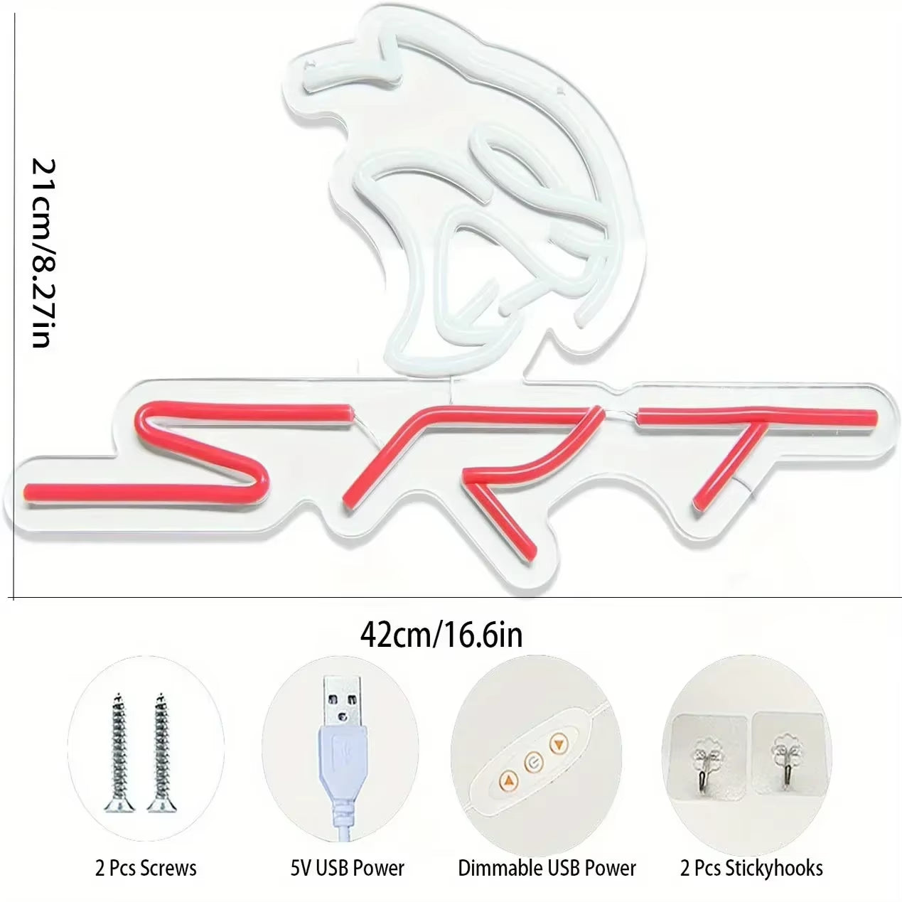 SRT Car Service Neon Signs LED Neon Light Sign Light up Neon Signs Car Refit Garage Wall Car Garage Repair Shop Car Badge