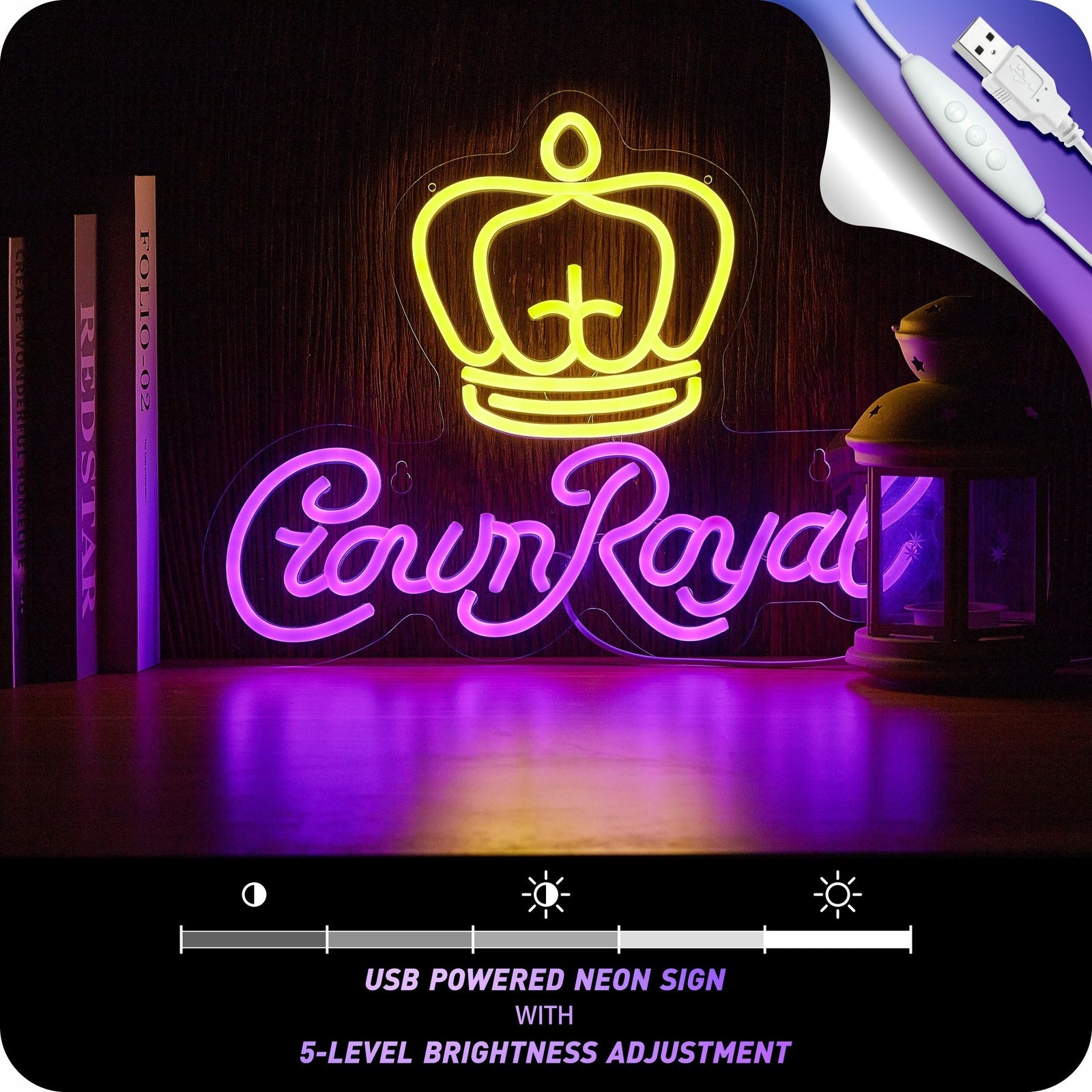 Crown Beer Neon Sign Light up Signs for Man Cave Sports Bar Pub Beer Store Pa...