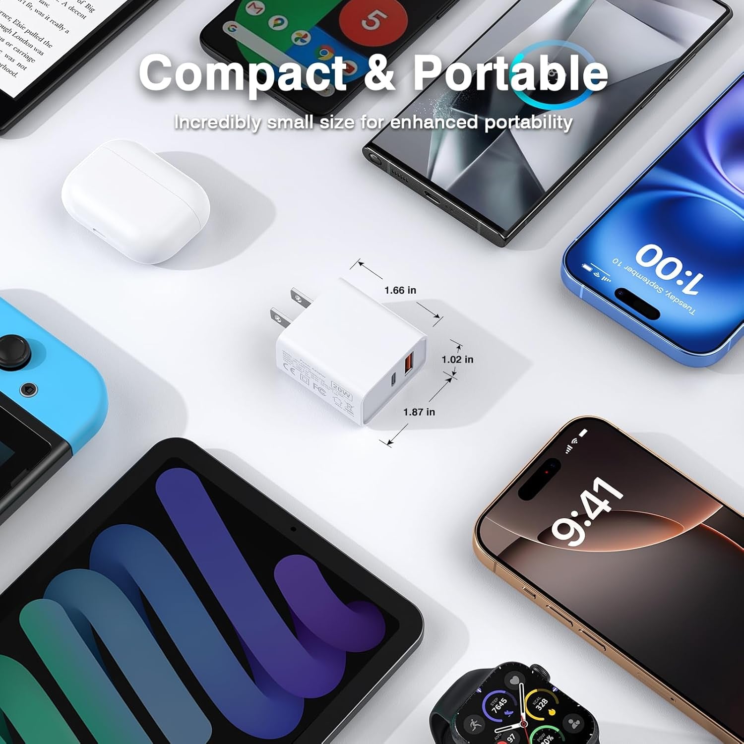 USB C Wall Charger Block 20W, 2-Pack Dual Port PD Power Delivery Fast Type C Charging Block Plug Compatible with Iphone 11/12/13/14/15/16/Pro Max, XS/XR/X, Ipad Pro, Samsung Galaxy