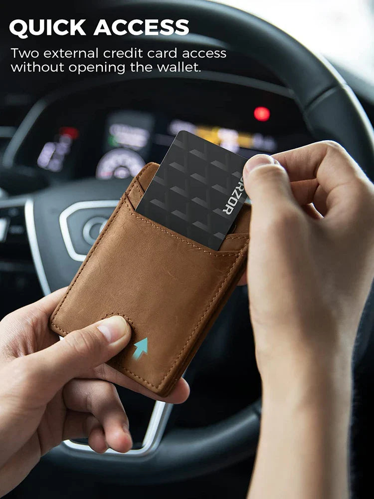 NNEOBA Men's Wallet Leather RFID with Air Tag Slot