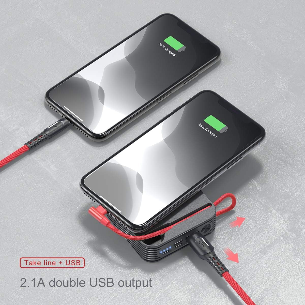 Portable Charger 10000Mah Power Bank, Iphone Charger,Ultra Compact Backup Battery with Built in Cable Compatible with Iphone 11/XS/XR/X/8/8P/7/6/6S